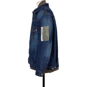 Джинсовая куртка с эффектом многослойности на пуговицах Sacai, синий