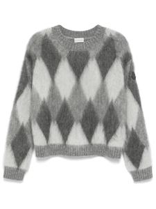 Свитер в клетку ромбик Moncler, серый