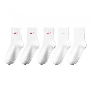 Носки Mid Calf Unisex, набор из 5 пар WARRIOR, 5 pack (розовый logo 2, розовый красный logo 3)