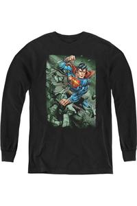 Супермен Неуязвимая Молодость Футболка с Длинным Рукавом Gildan, черный