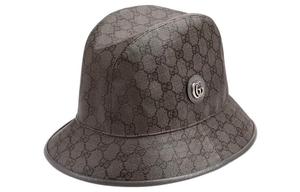 GUCCI Хлопковая полиэстеровая ковбойская кожаная шляпа унисекс, Gray