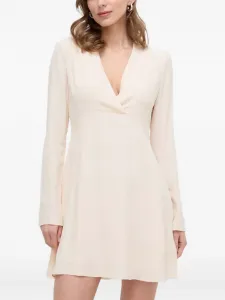 Мини-платье с длинными рукавами и V-образным вырезом Patrizia Pepe, кремовый