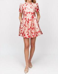 Жаккардовое мини-платье в розово-красном цвете Before You Collection