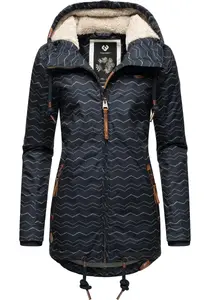 Зимняя куртка в стиле рэгвир "Зузка Зима", с капюшоном, стильная зимняя парка на флисовой подкладке Тедди Ragwear, синий