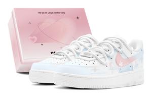 Nike Кроссовки Air Force 1 GS Couple's, Romantic Favor, Pink Blue Sky низкие скейтбордские женские розовые белые синие