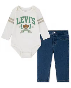 Футбольный комплект из двух предметов для мальчиков: футболка и джинсовые штаны Levi's