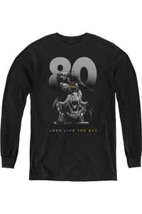 Батмен Большие 80-е Детский худи с длинными рукавами Gildan, черный