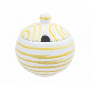 Желтая огненная сахарница гладкая с вырезом d: 10 см / высота: 11 см Gmundner Keramik, белый желтый