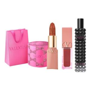 Набор макияжа Nude Tube Two Tone увлажняет и питает Valentino, Lipstick #113R 3.4g+Liquid Lipstick #151R 6.5ml+темно-Night Mr. Perfume Q Fragrance 15ml