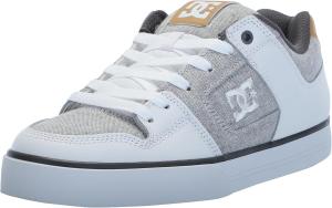 Мужские кеды DC Mens Pure Low Top с низким верхом на шнуровке для повседневного ношения и скейтбординга Dc Shoes, белый/серый