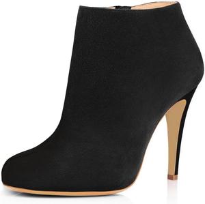 FSJ модные женские ботильоны на каблуке, модный миндальный носок, ботинки до щиколотки, удобная обувь, боковая молния, размер США 37-48, Schwarzes Veloursleder