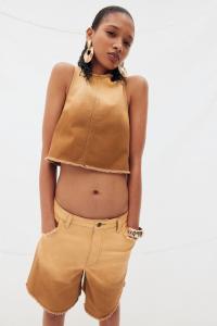 Шорты-Бермуды с бахромой по краям H&M, коричневый