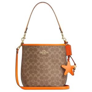 COACH Городская сумка-ведро из прорезиненной ткани с кожаными деталями