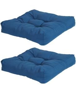 Квадратные стеганые подушки для сиденья и спинки садового кресла для использования внутри и снаружи помещений - 20 дюймов - 2 шт Sunnydaze Decor, Blue
