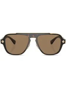 Солнцезащитные очки-пилоты черепаховой расцветки Versace Eyewear, зеленый