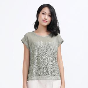 Футболка из кружева и тюля Smart And Joy, хаки