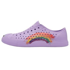 CRAZY ATIV Клоги Rainbow унисекс радужные фиолетовые с открытым носком, цвет Rainbow, Purple, Open-Ended Smile