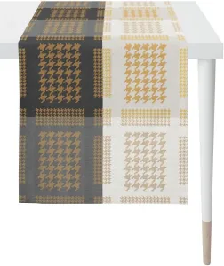 АПЭЛТ дорожка для стола "Алексис, СТИЛЬ ЛОФТ, Жаккард", (1 шт.) APELT 44х140 см, серый/антрацитовый/белый/золотистый