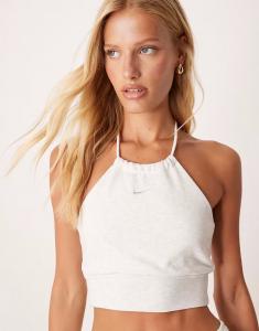 Топ из французского терри Chill с халтер-воротником серого меланжевого цвета Nike