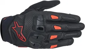 Мотоциклетные короткие кожаные перчатки Alpinestars SP X 7 Air, размер M, черные, BLACK DARK RED RED FLUO