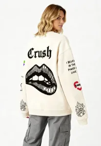 Толстовка с вышивкой tattoocrush из плотной ткани Mira Paris, Off-White