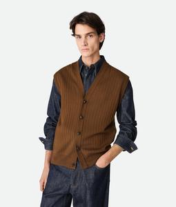 Wool rib cardigan gilet BOTTEGA VENETA, ирис