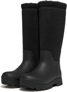 Резиновые сапоги FitFlop Wonderwelly ATB с флисовой подкладкой и отворотом, черный