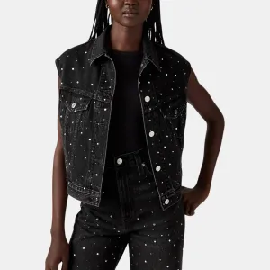 Джинсовая жилетка с кристаллами Levis, черный