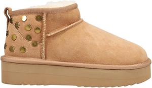 Женские ботинки SHUSHOP Valerie на низком каблуке, с заклепками, коричневые, размер 1-2, с пристрачиванием