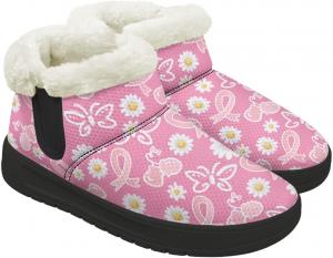 Женские зимние ботинки на щиколотку с меховой подкладкой, теплые зимние ботинки для женщин, обувь для модных зимних образов Fuojuvelie, Breast Cancer