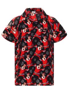 Рубашка на пуговицах классического кроя King Kameha Christmas Laughing Santa, черный