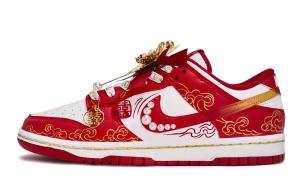 Nike Dunk Walking Planet, Roll on Bead Walk Low top Skateboard Shoes Unisex White Red Gold