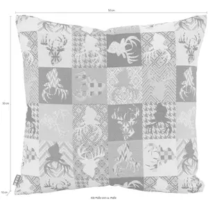 Декоративная подушка Harry Hirsch Tegan Patch с маленькими мотивами оленя, наволочка с наполнителем, 1 штука H.O.C.K., Grün/gelb/blau + gemustert