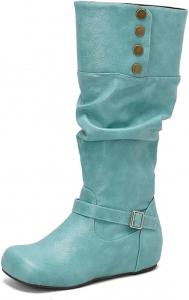 Женские сапоги LYYSKY средней длины с каблуком 5,5 см. Пожалуйста, смотрите таблицу размеров и описание товара. Размеры: US4-US17/EU34-EU50, Green(Pu)