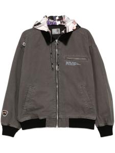 AAPE BY *A BATHING APE куртка с капюшоном и логотипом, серый