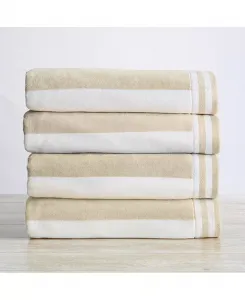 Пляжное полотенце Linery & Co Cabana Stripe большого размера велюровое, 4 шт, бежевый