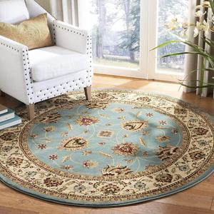 Ковер SAFAVIEH, 161 x 161 см, коллекции Lyndhurst - круглый, Blue & Ivory, традиционный восточный дизайн, не линяет и прост в уходе, идеален для помещений с высокой проходимостью в гостиной, спальне (LNH553-6512)
