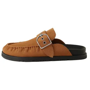 HERMES Женские коричневые сандалии с закрытым носком на резиновой подошве