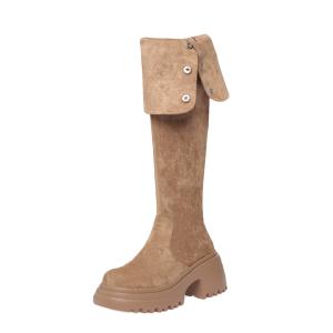 Help Ботфорды женские абрикосовые с широким голенищем без подкладки, цвет Apricot Wide Shaft Unlined