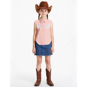 Детская ковбойская блузка без рукавов с бахромой Elitechoice, Pink