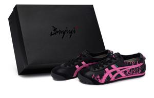 Onitsuka Tiger Женские повседневные туфли MEXICO 66 с низким верхом, черные/розово-красные