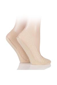 2 пары кружевных носков с подкладкой для обуви с ручкой ELLE, бежевый