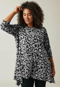 Топ с длинными рукавами LEOPARD PRINT HANKY HEM Evans, серый