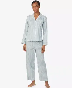 Женский пижамный комплект из двух предметов: топ и брюки в полоску Lauren Ralph Lauren, синий