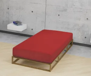 Простынь Biberna на подгонке " Thea в размере. 90х220, 140х220 или 180х220 см", из хлопка, для матрасов высотой до 25 см, простынь плоская, простыня на подгонке 90-100х190-220 см, 1 шт., красный