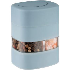 Мельница для специй 2 в 1 для соли и перца высота около 8 см Aps, светло-голубой/прозрачный