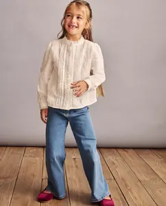 Романтическая блузка с длинными рукавами и кружевной отделкой для девочки Coconut El Corte Inglés, белый