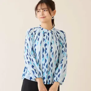 Блузка со сборками и геометрическим узором Lobjie, цвет Blue