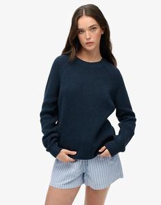 Свободный трикотажный джемпер Superdry в рубчик темно-синего цвета