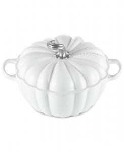 Эмалированная чугунная кастрюля Signature объемом 4 кварты с крышкой в форме тыквы Le Creuset, белый